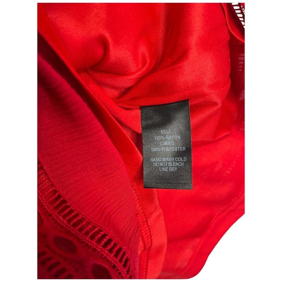 Lulus Womens XS Perfect Time Shift Dress Short Sleeve Gauzy Embroidered Red - Picture 10 of 16